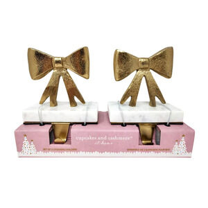 Cupcakes & Cashmere Stocking Holders Gold Bows Marble Base Viral Christmas New